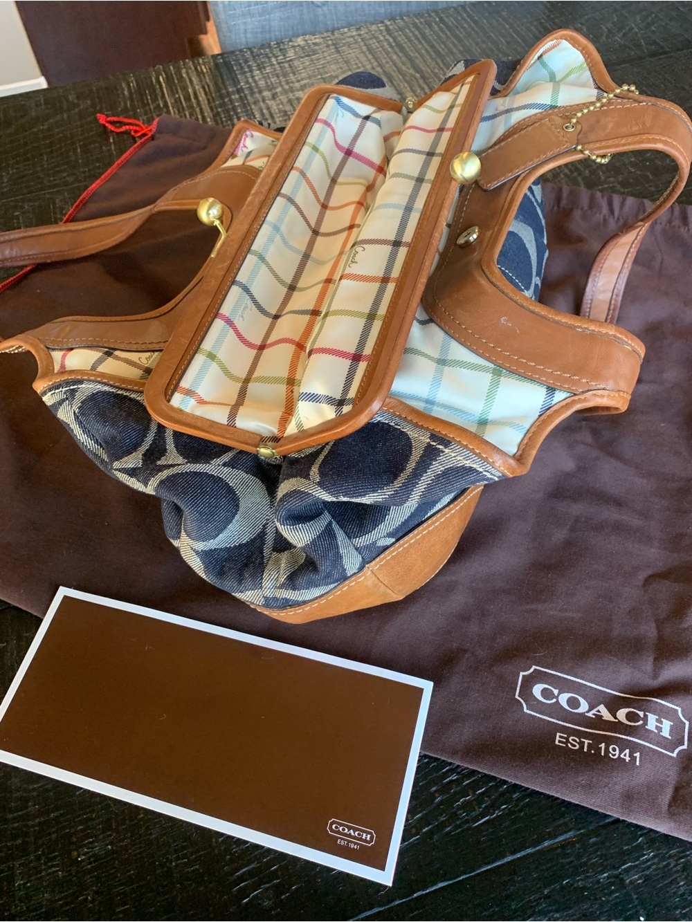 Coach Blue and Tan Ergo Hobo Denim Bag - Picture 2 of 7